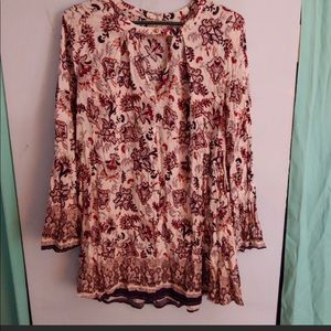 Beautiful Jewel tone En Creme Tunic blouse, Large